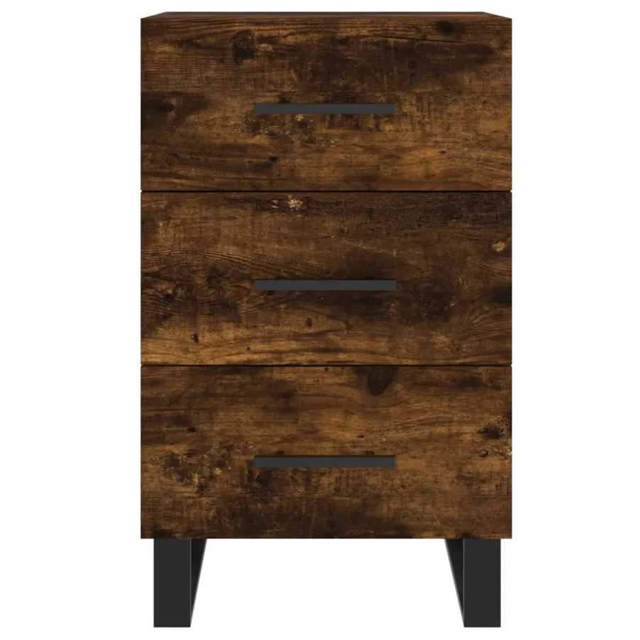 Table de chevet chêne fumé 40x40x66 cm bois d'ingénierie - 5
