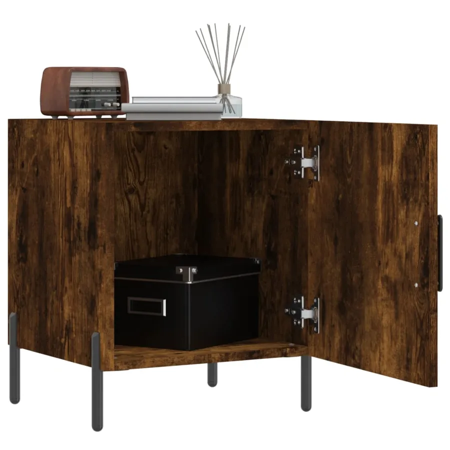 Table de chevet chêne fumé 40x40x50 cm bois d'ingénierie - 3
