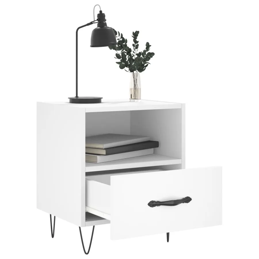 Table de chevet blanc 40x35x47,5 cm bois d’ingénierie - 7
