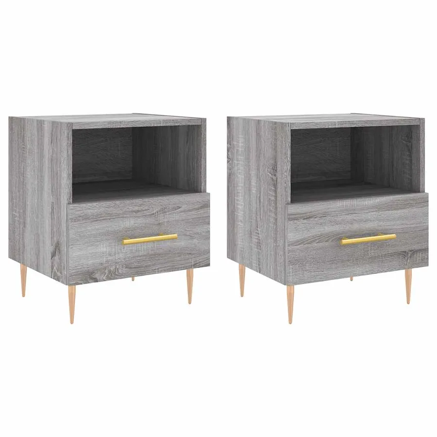 Tables de chevet 2 pcs sonoma gris 40x35x47,5 cm - 2