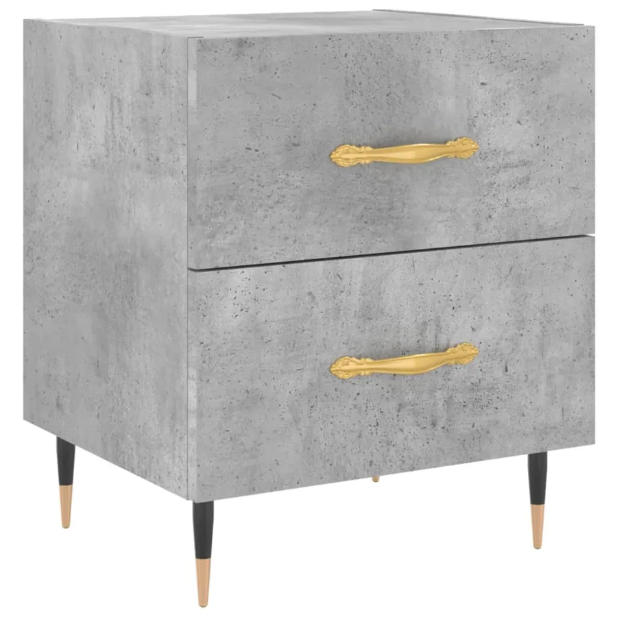 Table de chevet gris béton 40x35x47,5 cm bois d’ingénierie - 2