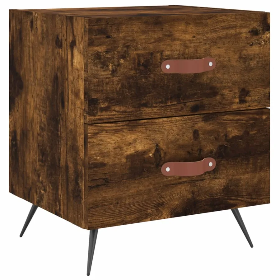 Table de chevet chêne fumé 40x35x47,5 cm bois d’ingénierie - 2