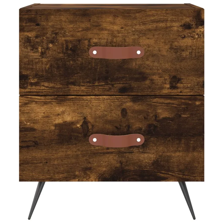 Table de chevet chêne fumé 40x35x47,5 cm bois d’ingénierie - 4