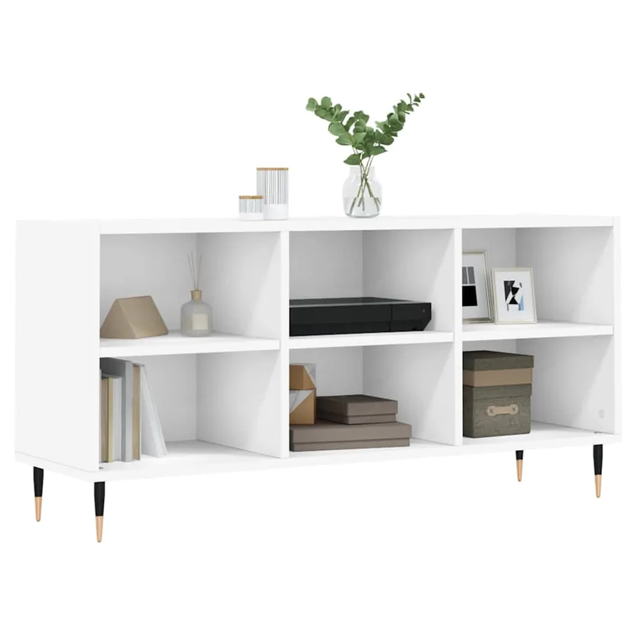 Meuble TV blanc 103,5x30x50 cm bois d'ingénierie - 3