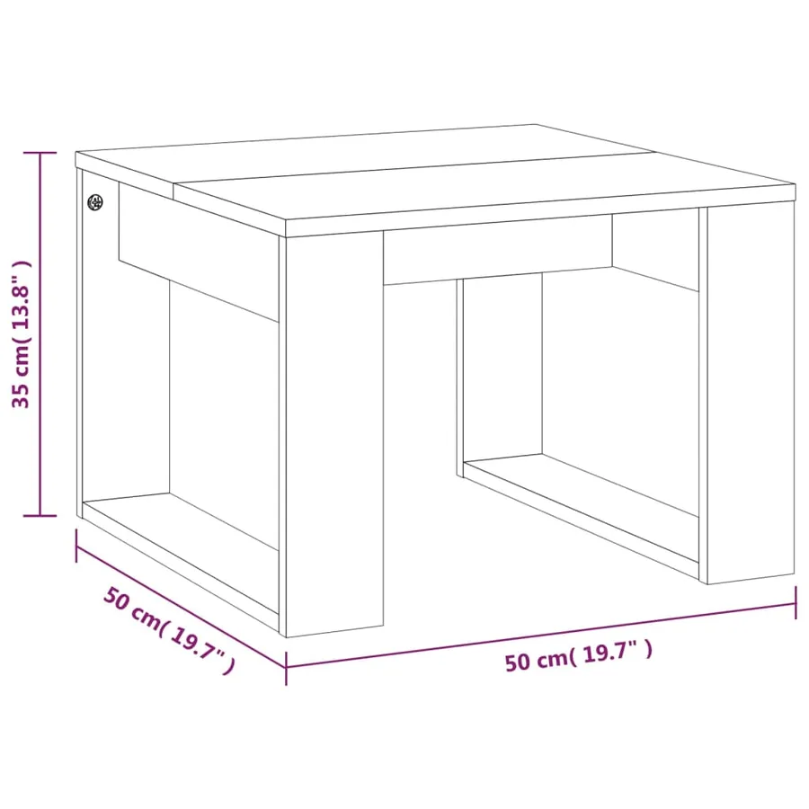 Table d'appoint Chêne fumé 50x50x35 cm Bois d'ingénierie - 8
