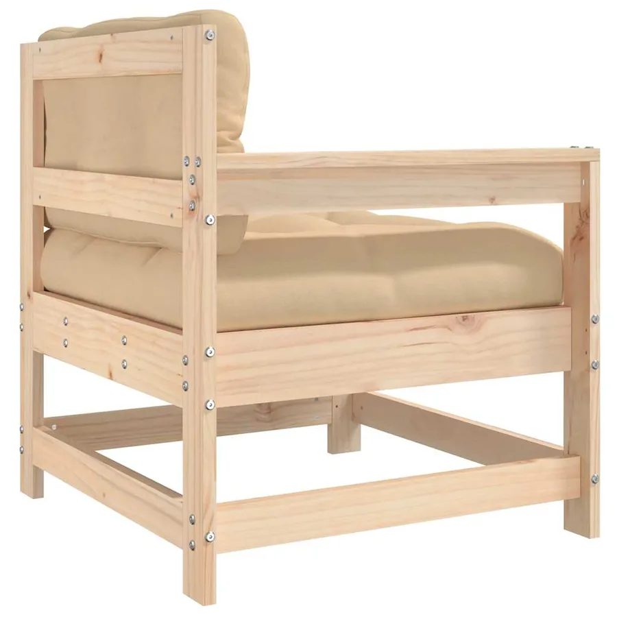 Chaise de jardin avec coussins bois de pin massif - 5