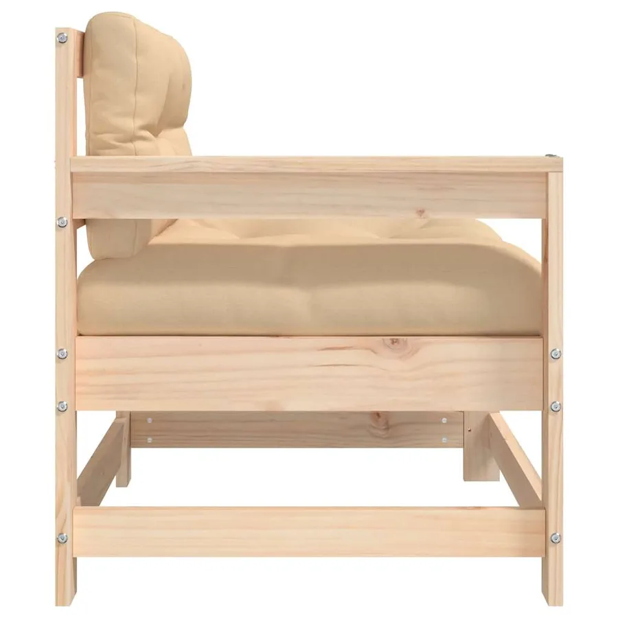 Chaise de jardin avec coussins bois de pin massif - 6