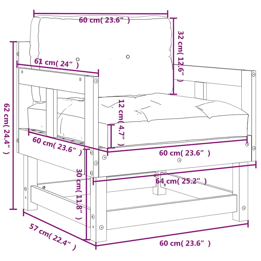 Chaises de jardin avec coussins lot de 2 marron miel - 10