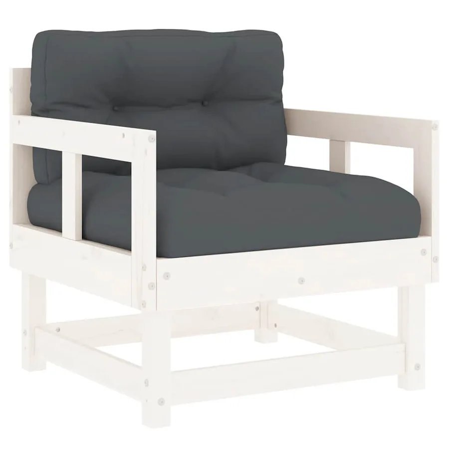 Chaises de jardin et coussins lot de 2 blanc bois de pin massif - 3