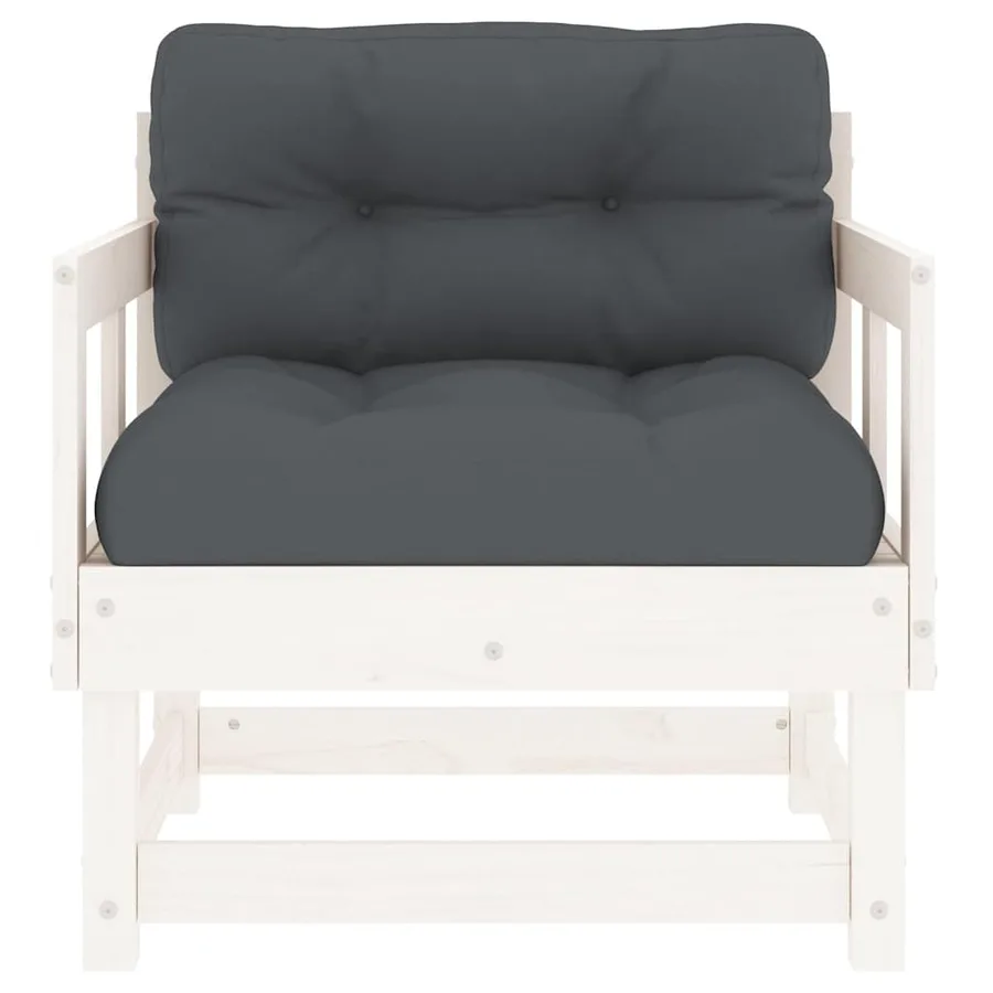 Chaises de jardin et coussins lot de 2 blanc bois de pin massif - 4