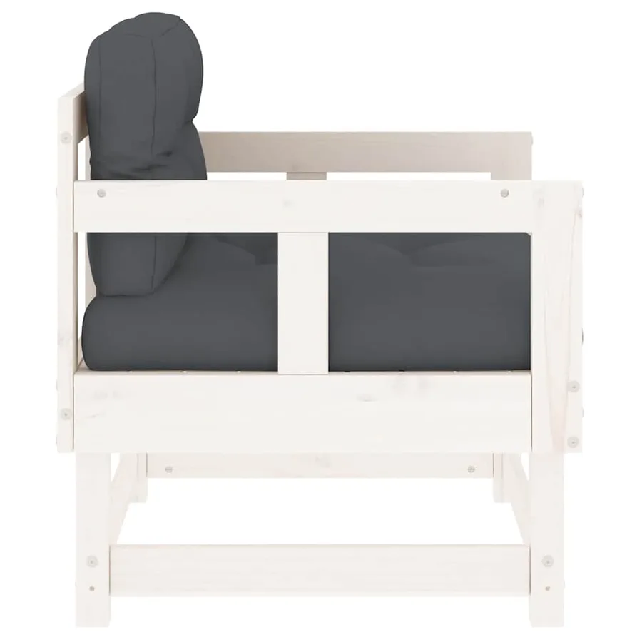 Chaises de jardin et coussins lot de 2 blanc bois de pin massif - 6