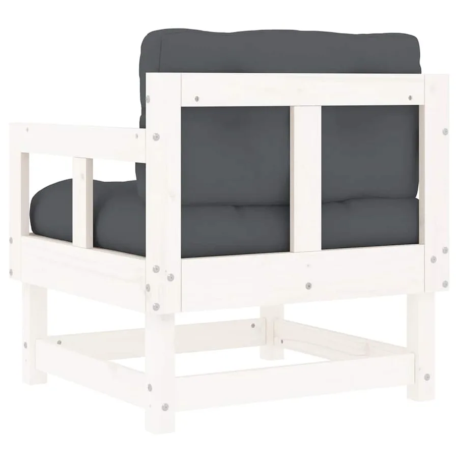 Chaises de jardin et coussins lot de 2 blanc bois de pin massif - 7