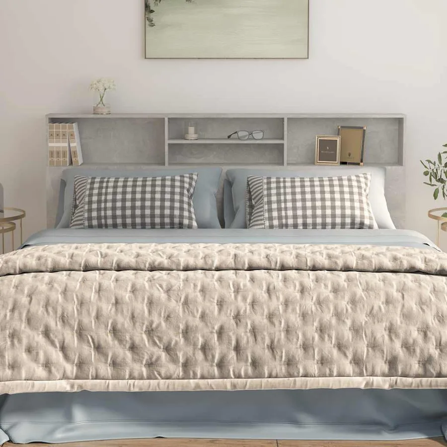 Armoire de tête de lit Gris béton 200x19x103,5 cm - 5