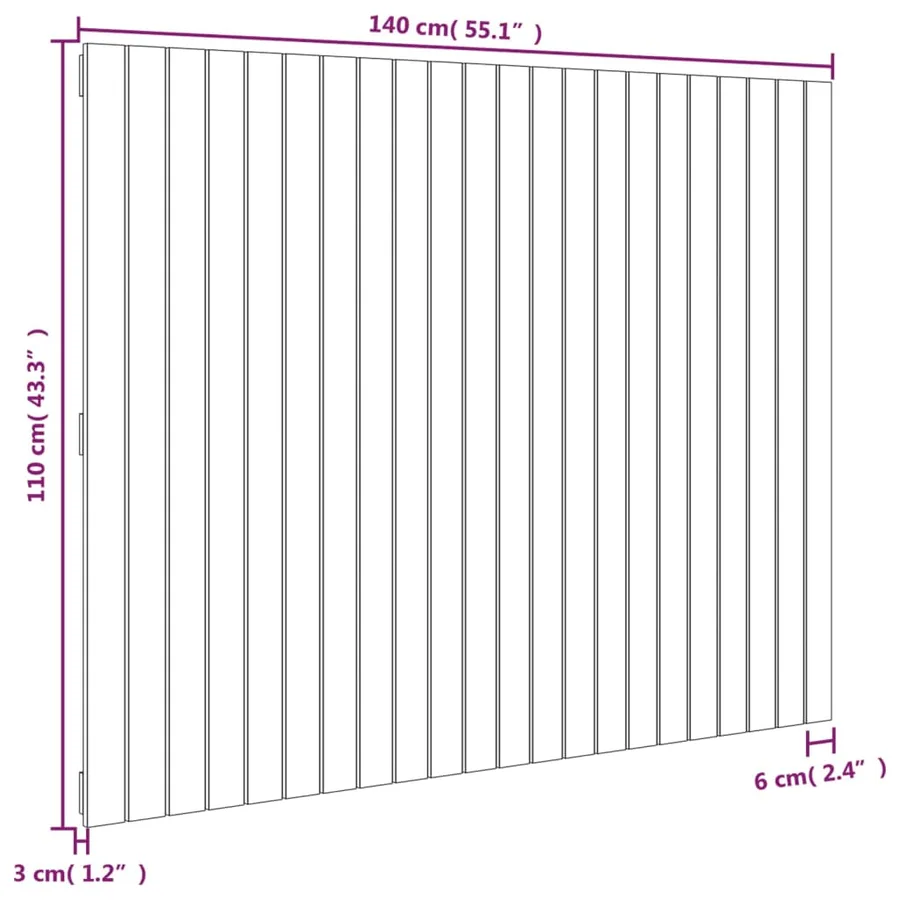 Tête de lit murale Noir 140x3x110 cm Bois massif de pin - 8