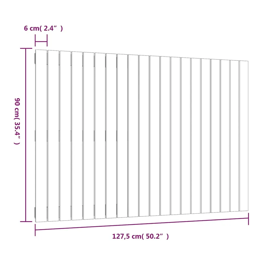 Tête de lit murale Blanc 127,5x3x90 cm Bois massif de pin - 8
