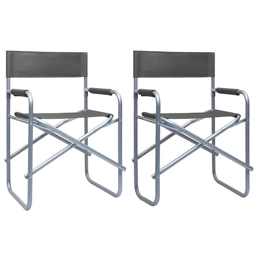 Chaises de metteur en scène lot de 2 Acier Gris
