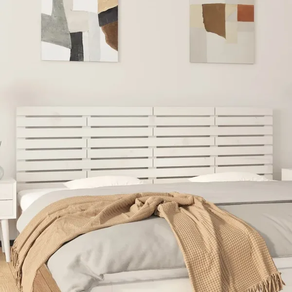 Tête de lit murale Blanc 206x3x63 cm Bois massif de pin