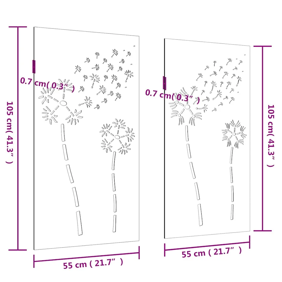 Décorations murales de jardin 2pcs 105x55 cm design de fleur - 9