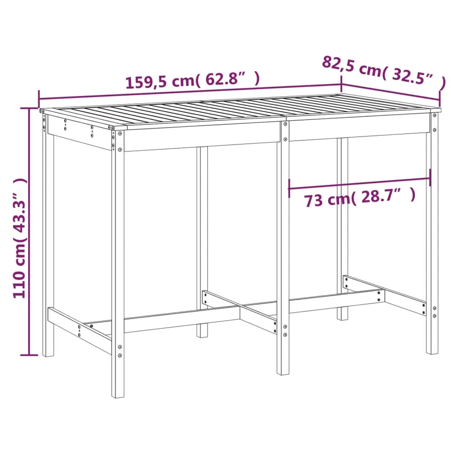 Table de jardin blanc 159,5x82,5x110 cm bois massif de pin - 7