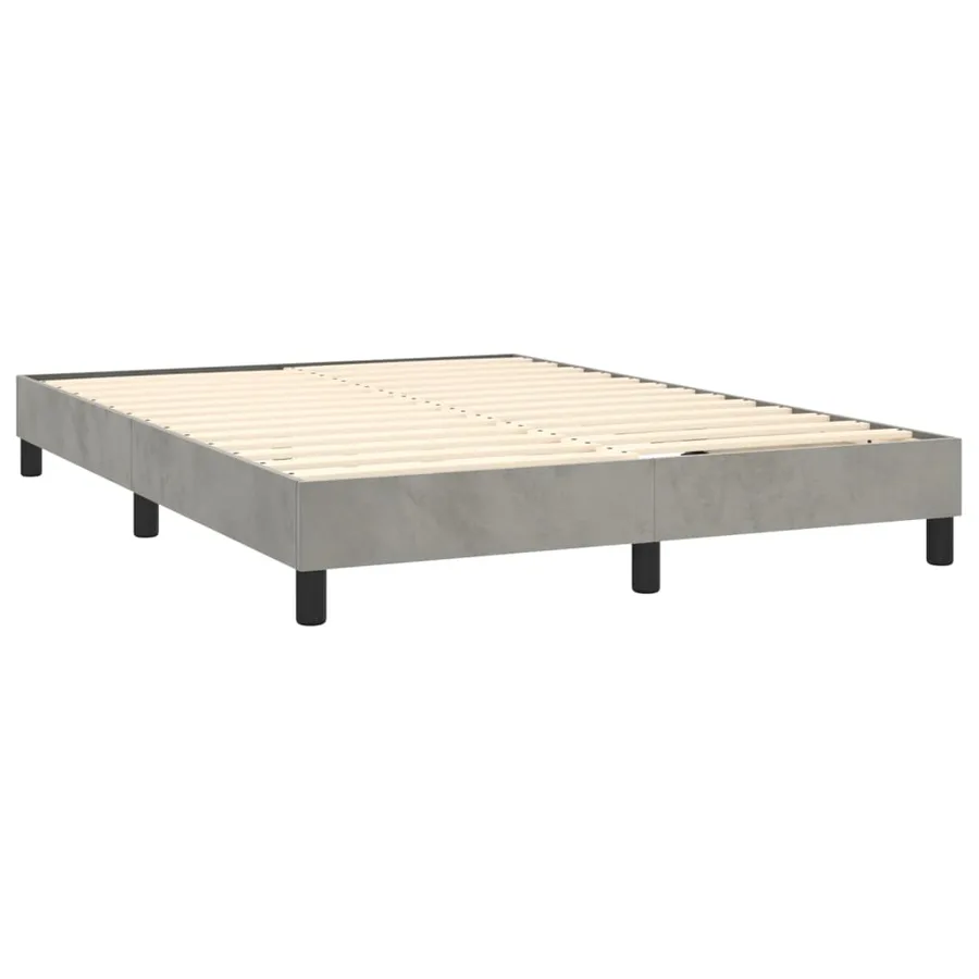 Sommier à lattes de lit et matelas Gris clair 140x190cm Velours - 4