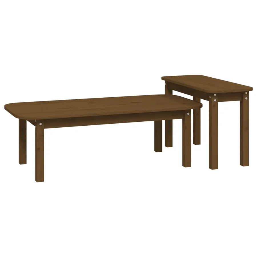 Ensemble de tables basses 2 pcs Marron miel Bois massif de pin - 5