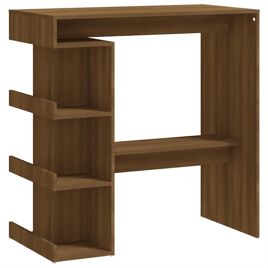 Table de bar étagère de rangement chêne marron bois ingénierie - 2