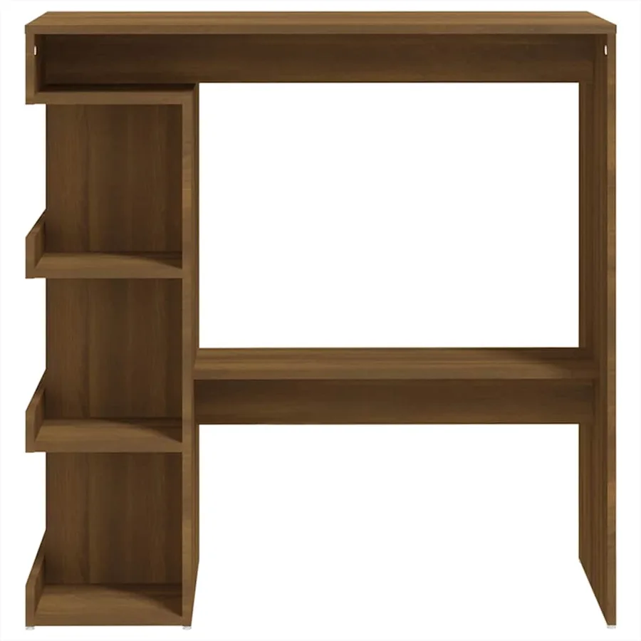 Table de bar étagère de rangement chêne marron bois ingénierie - 5