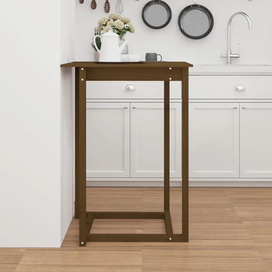 Table de bar Marron miel 80x80x110 cm Bois massif de pin - 4