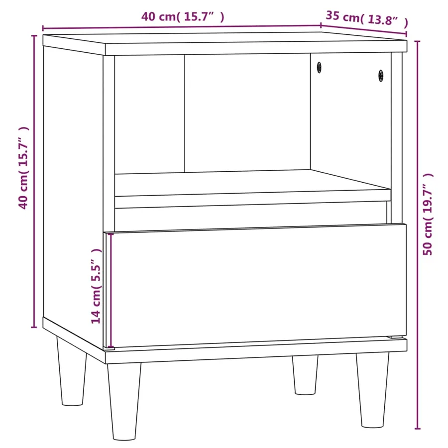 Tables de chevet 2 pcs Gris béton 40x35x50 cm - 11
