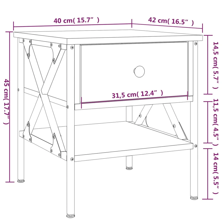 Table de chevet noir 40x42x45 cm bois d’ingénierie - 11