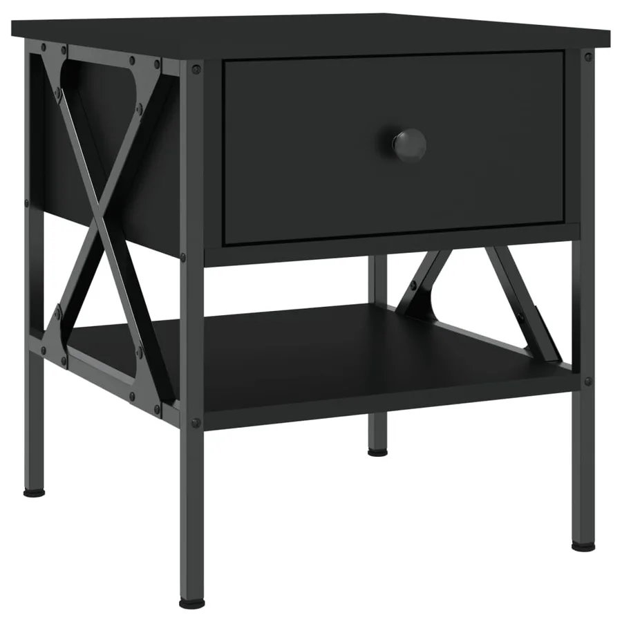 Table de chevet noir 40x42x45 cm bois d’ingénierie - 2