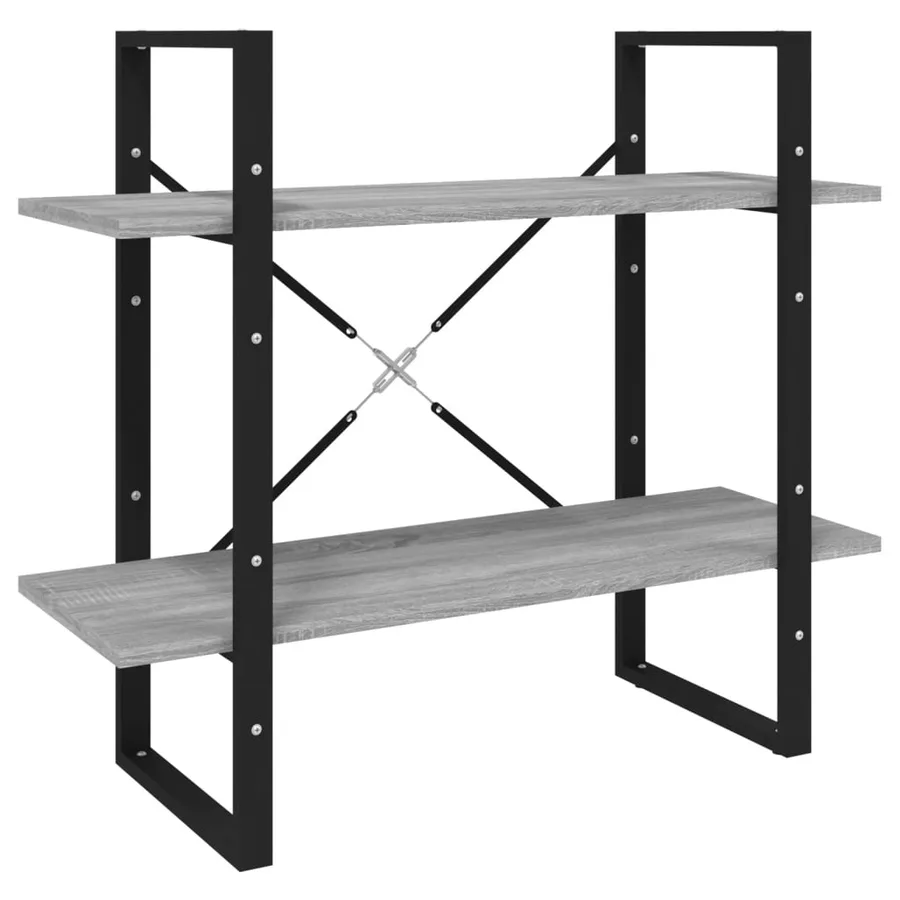 Bibliothèque 2 niveaux Sonoma gris 80x30x70cm Bois d'ingénierie - 2