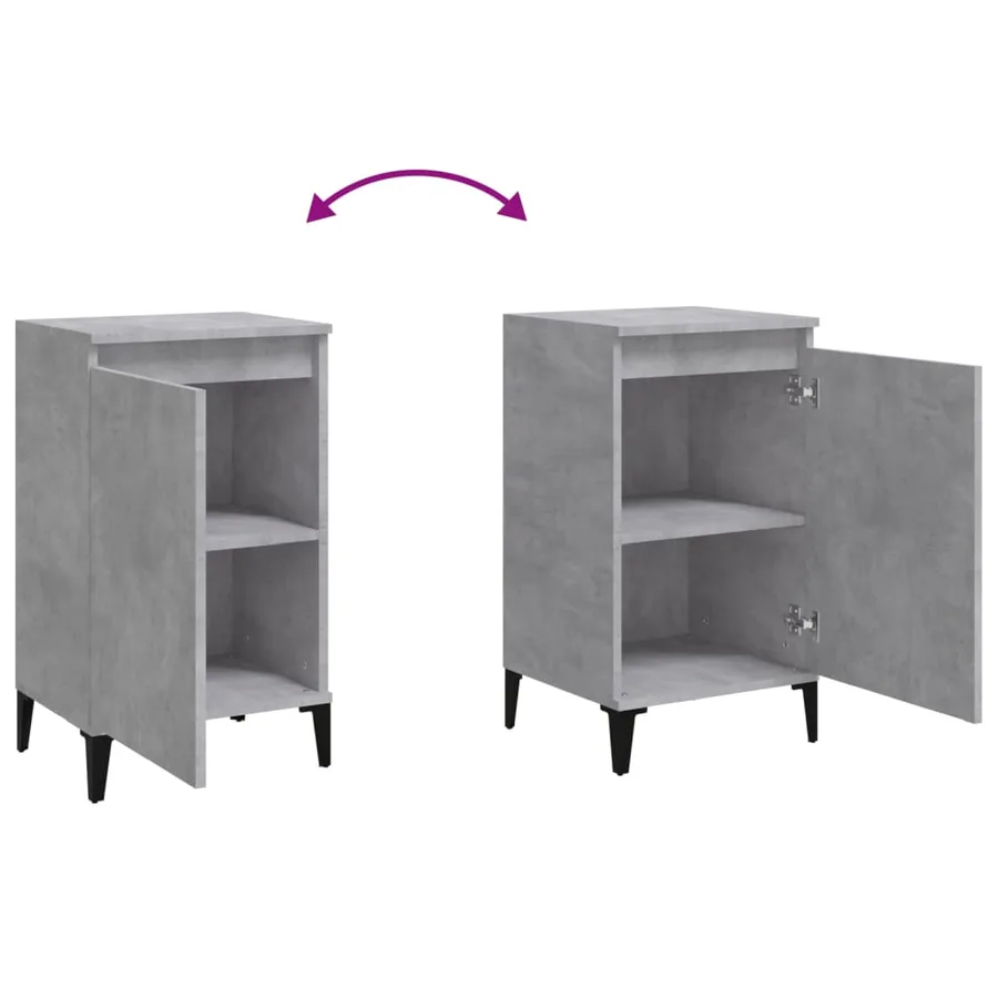 Tables de chevet 2 pcs gris béton 40x35x70 cm bois d'ingénierie - 9