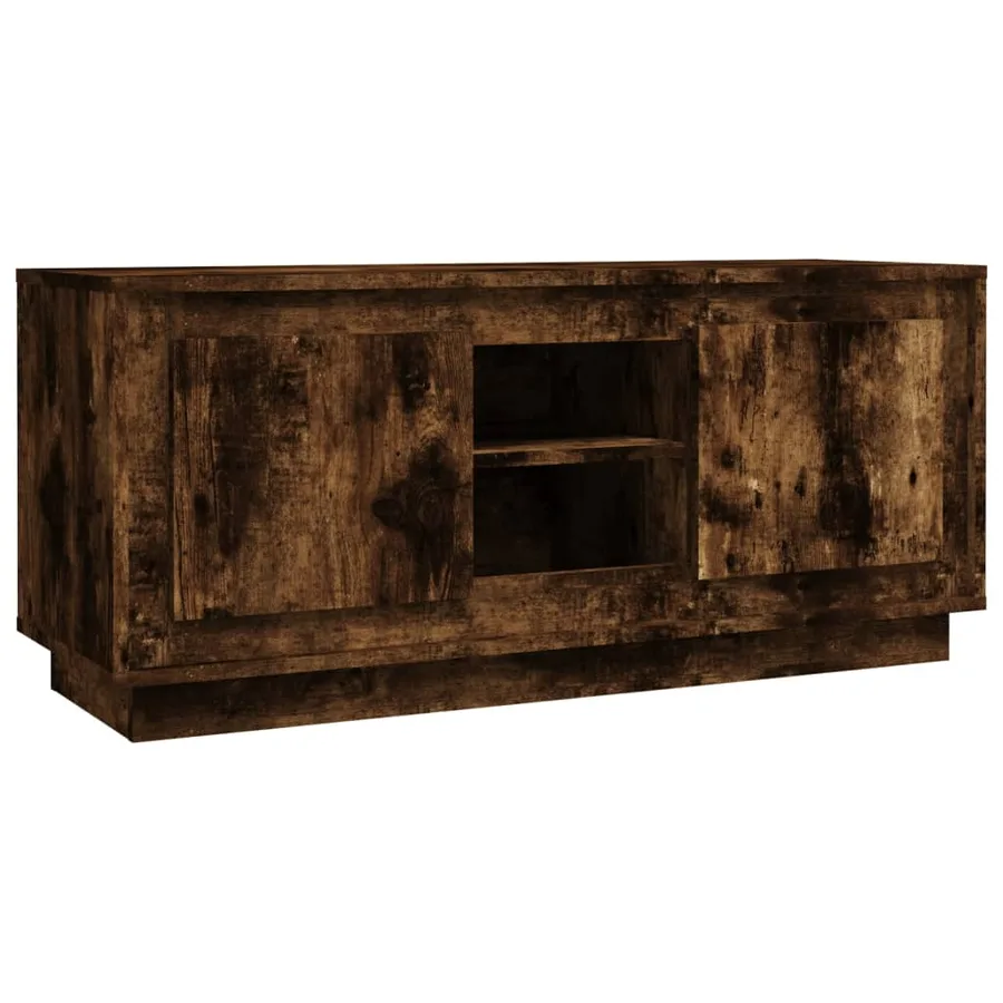 Meuble TV chêne fumé 102x35x45 cm bois d'ingénierie - 2