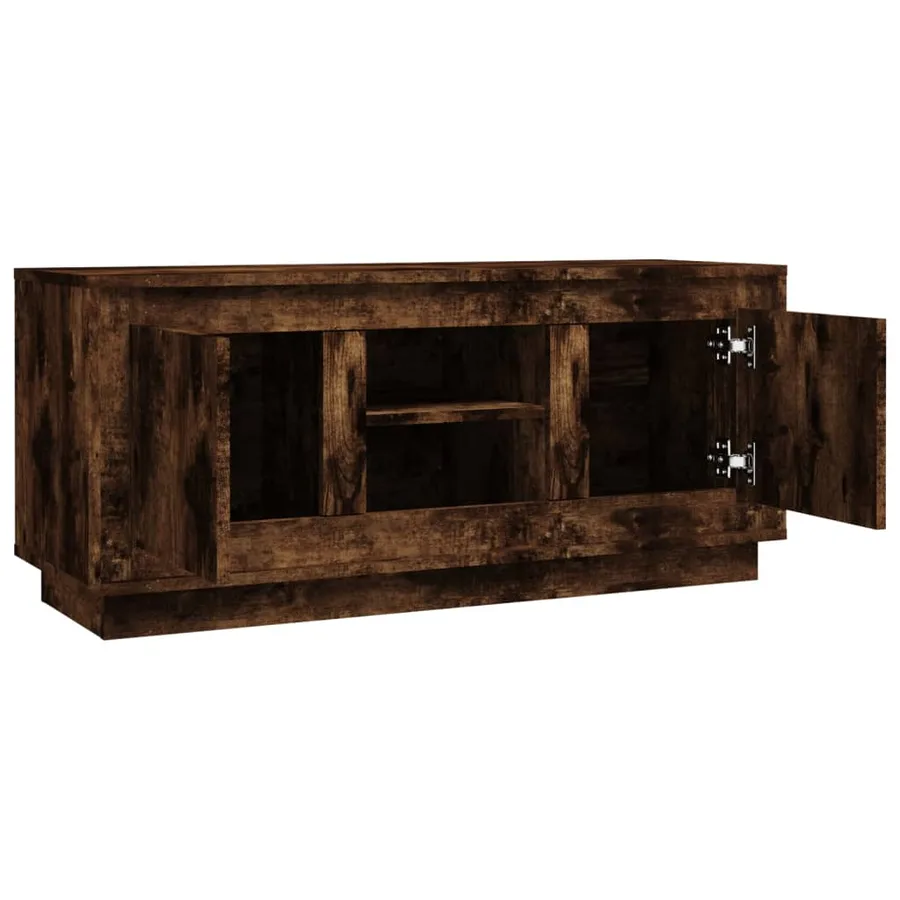 Meuble TV chêne fumé 102x35x45 cm bois d'ingénierie - 7