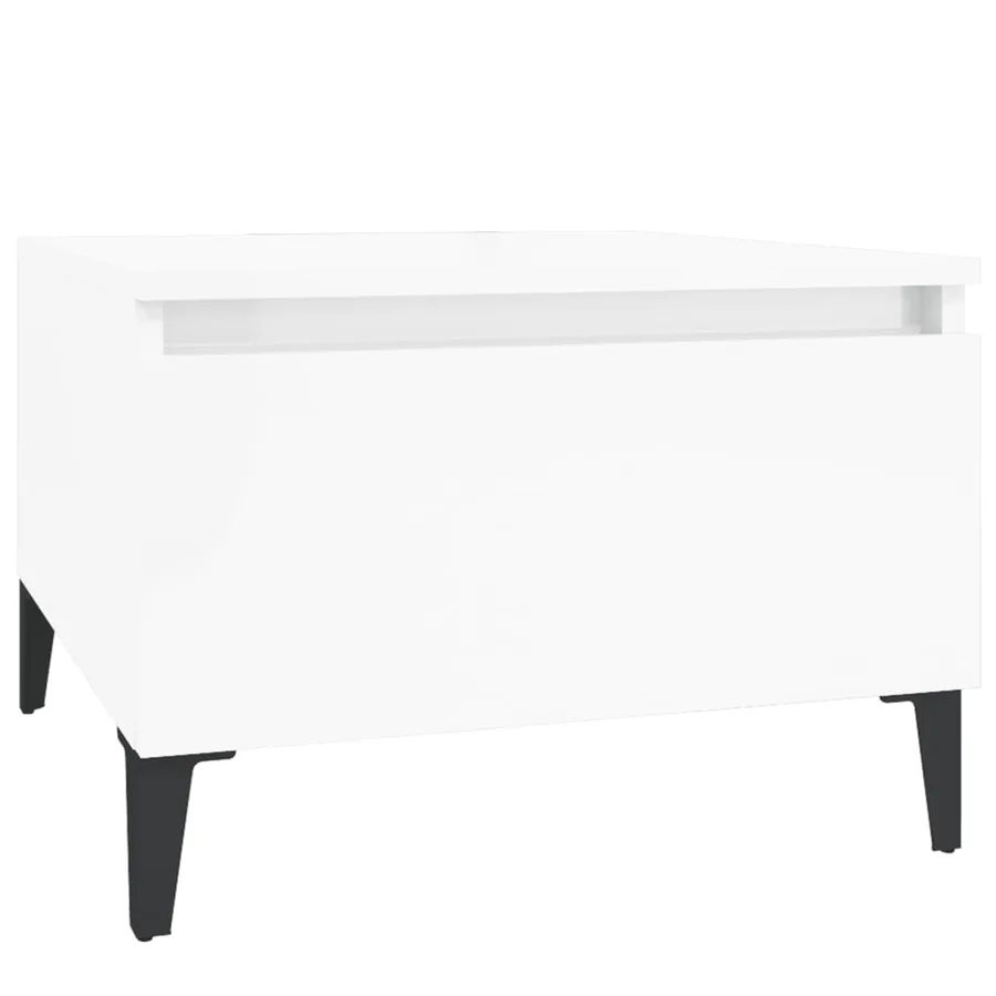 Table d'appoint Blanc brillant 50x46x35 cm Bois d'ingénierie - 2