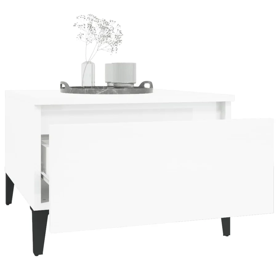 Table d'appoint Blanc brillant 50x46x35 cm Bois d'ingénierie - 5