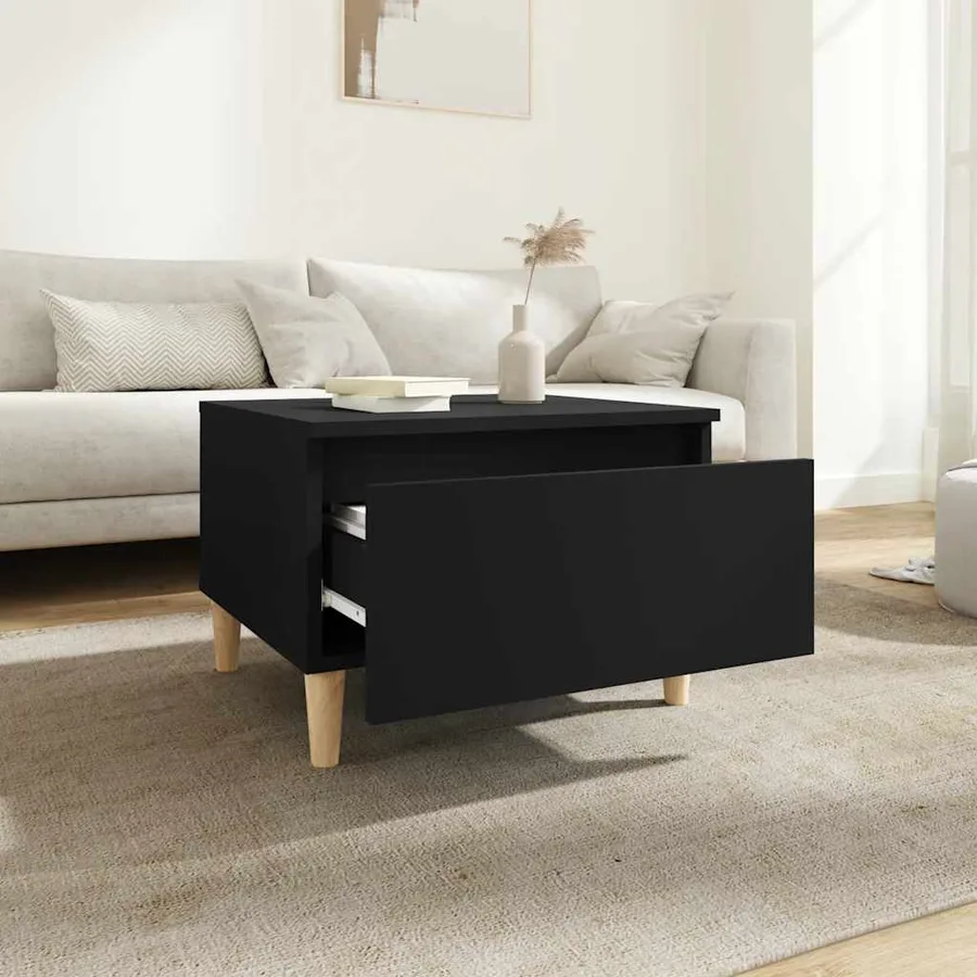 Tables d'appoint 2 pcs Noir 50x46x35 cm Bois d'ingénierie - 4