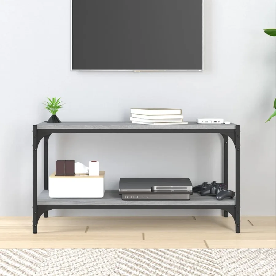 Meuble TV Sonoma gris 80x33x41 cm Bois d'ingénierie et acier - 3