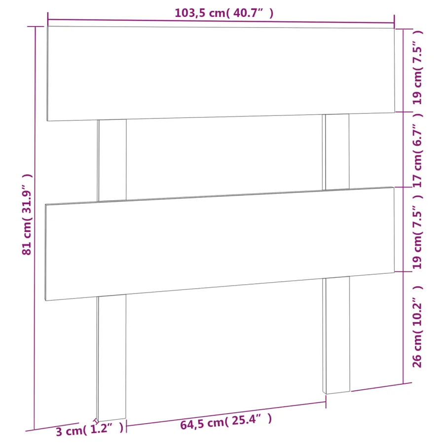 Tête de lit Noir 103,5x3x81 cm Bois massif de pin - 6
