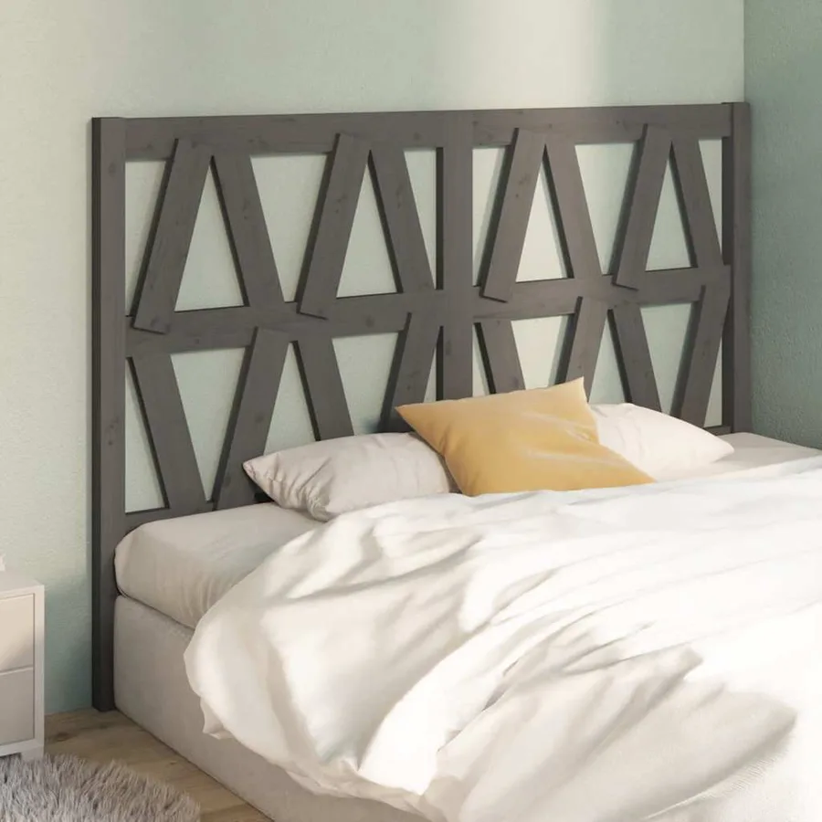 Tête de lit Gris 146x4x100 cm Bois massif de pin - 4