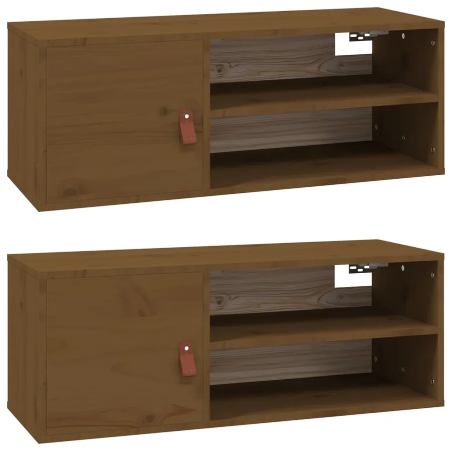Armoires murales 2 pcs Marron miel 80x30x30 cm Bois Pin massif - 2