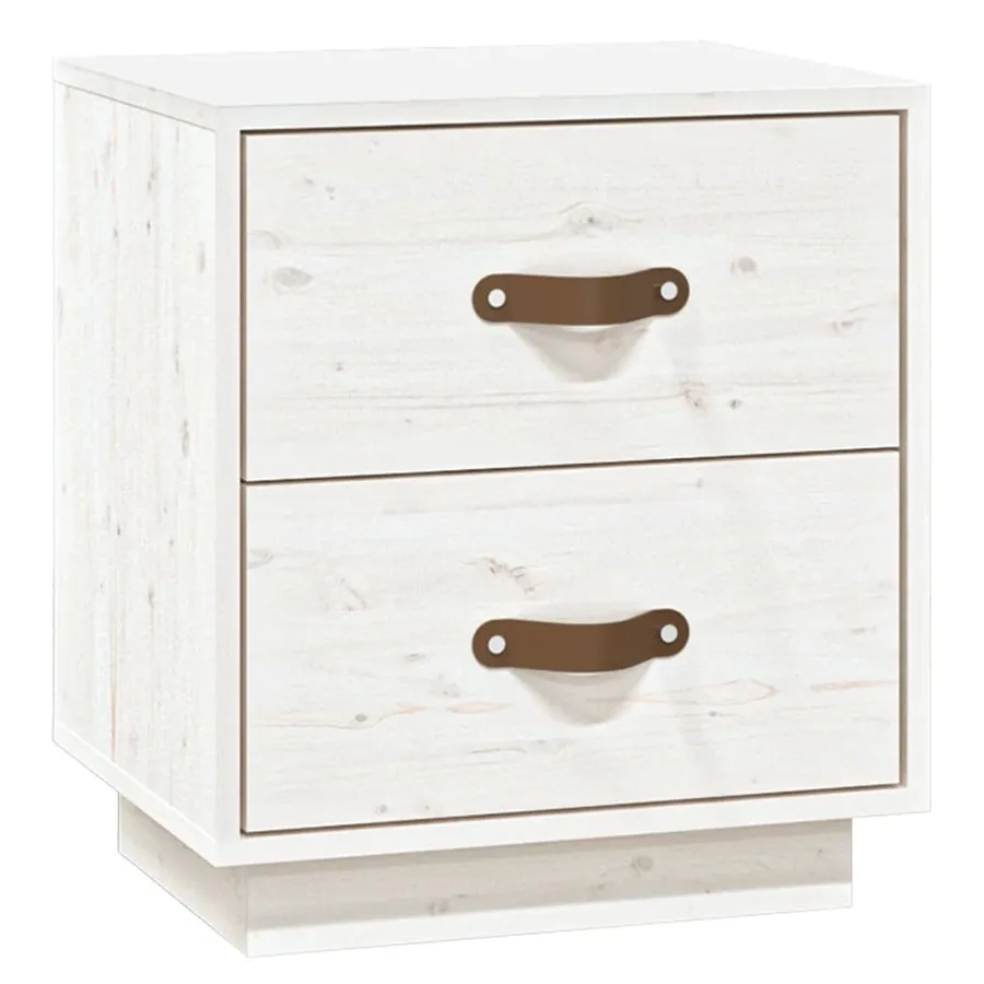 Table de chevet Blanc 40x34x45 cm Bois de pin massif - 2