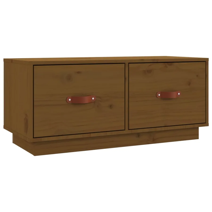 Meuble TV Marron miel 80x34x35 cm Bois de pin massif - 2
