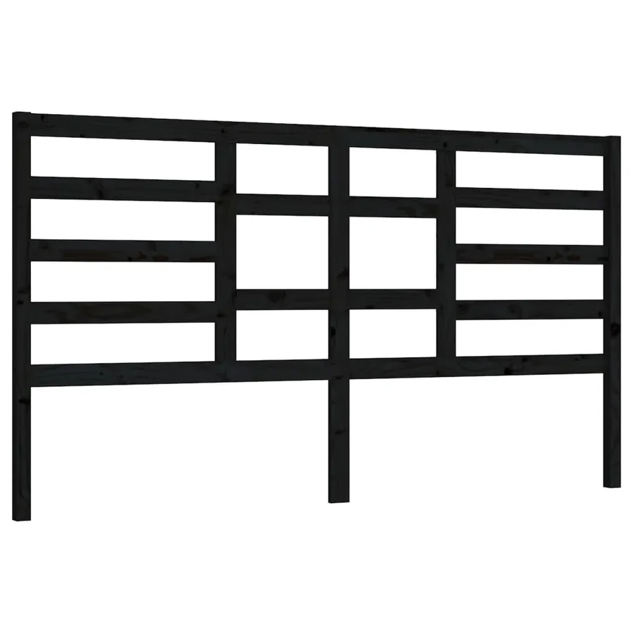 Tête de lit Noir 206x4x104 cm Bois massif de pin - 2