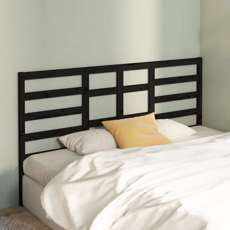 Tête de lit Noir 206x4x104 cm Bois massif de pin - 3