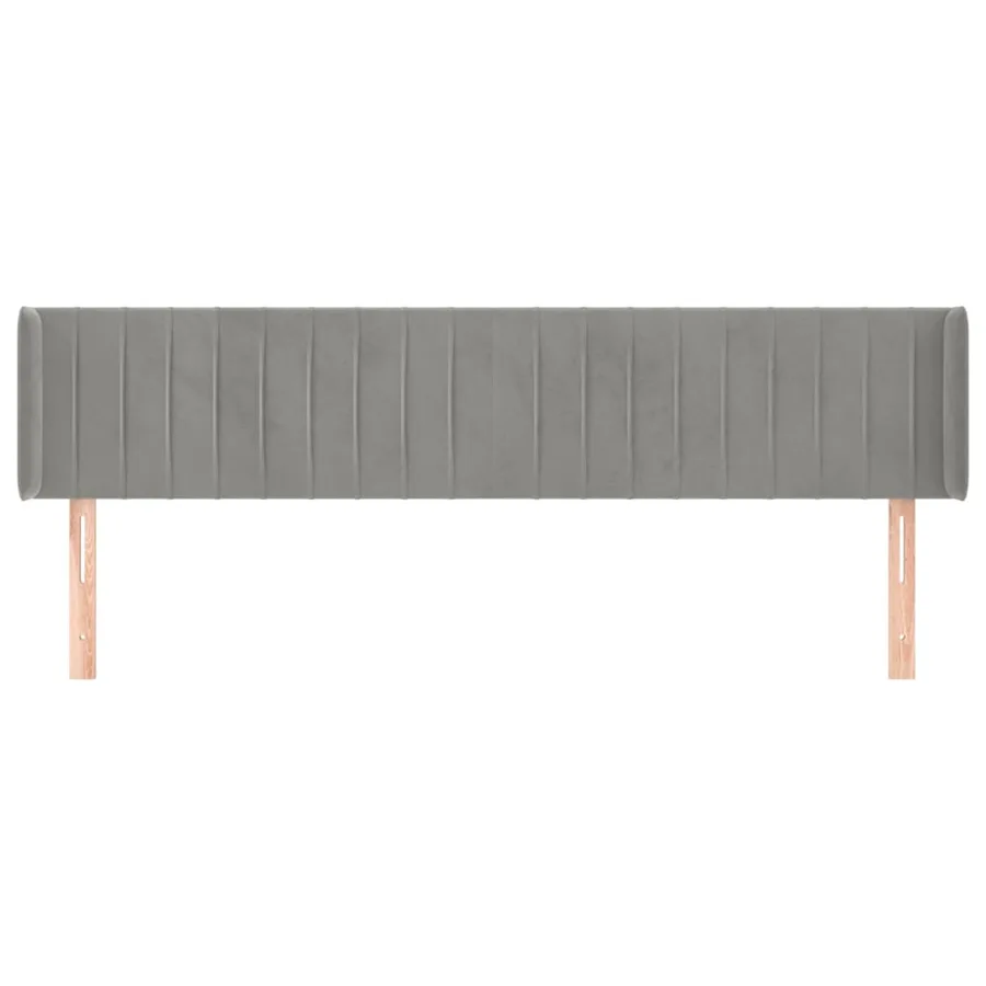 Tête de lit avec oreilles Gris clair 163x16x78/88 cm Velours - 3
