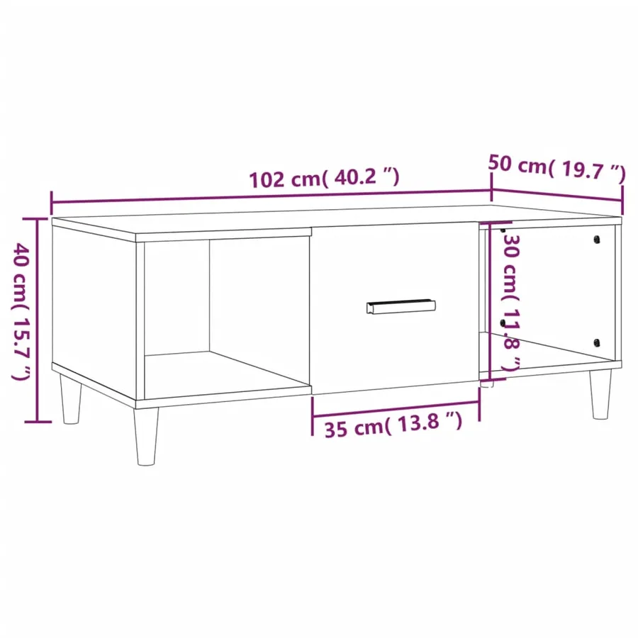 Table basse chêne fumé 102x50x40 cm bois d'ingénierie - 10
