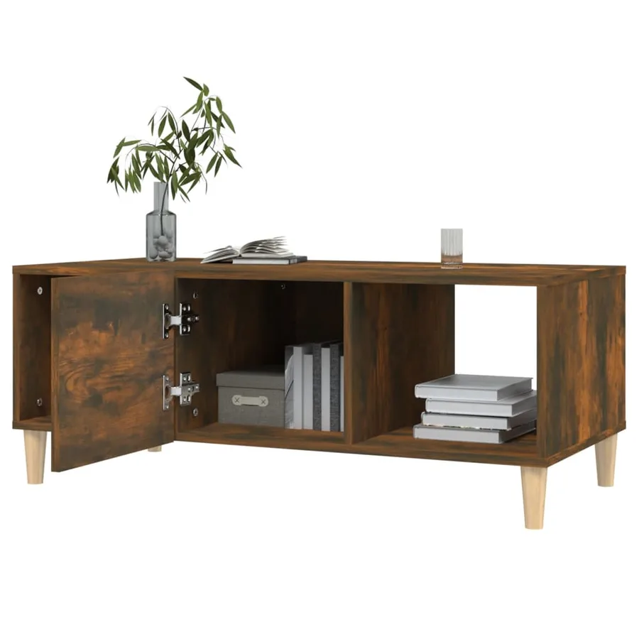 Table basse chêne fumé 102x50x40 cm bois d'ingénierie - 8
