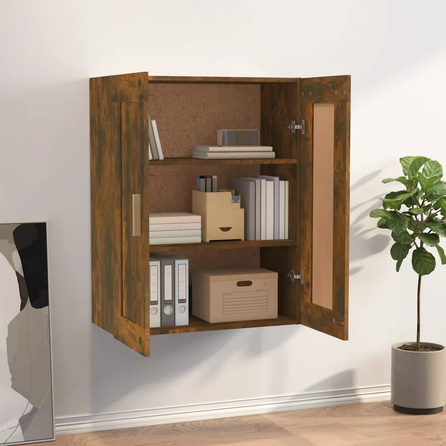 Armoire murale chêne fumé 69,5x32,5x90 cm bois d'ingénierie - 3